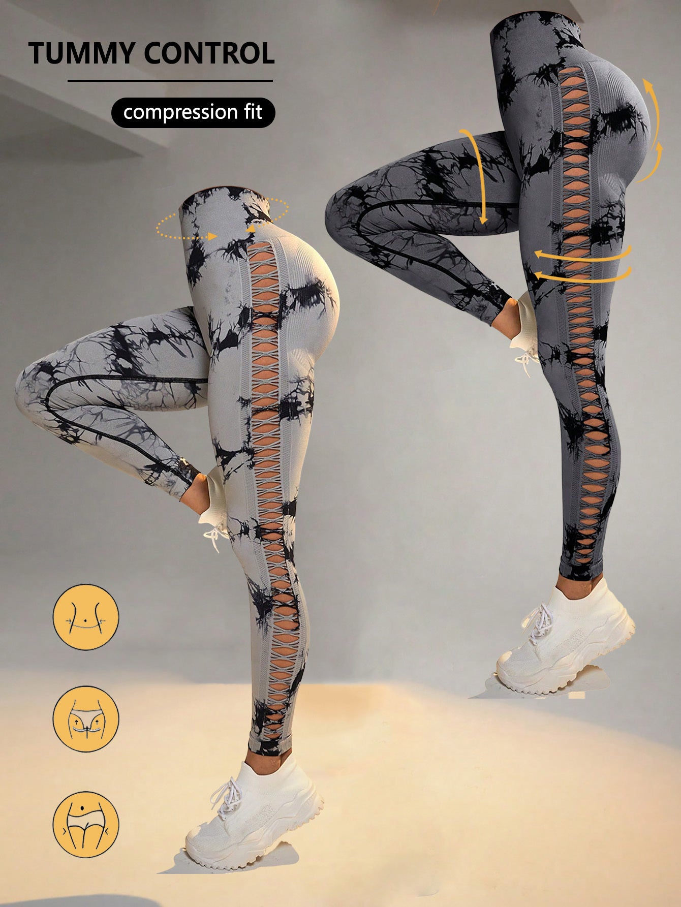 2 Pack Tie-dye High-waist Butt-lifting Women's Fitness Pants