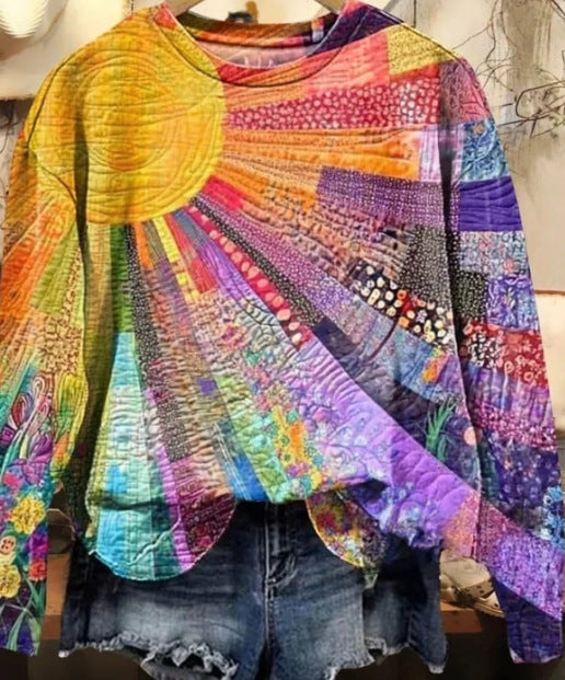 Autumn And Winter 3D Christmas Anime Print Casual Capless Round Neck Sweater