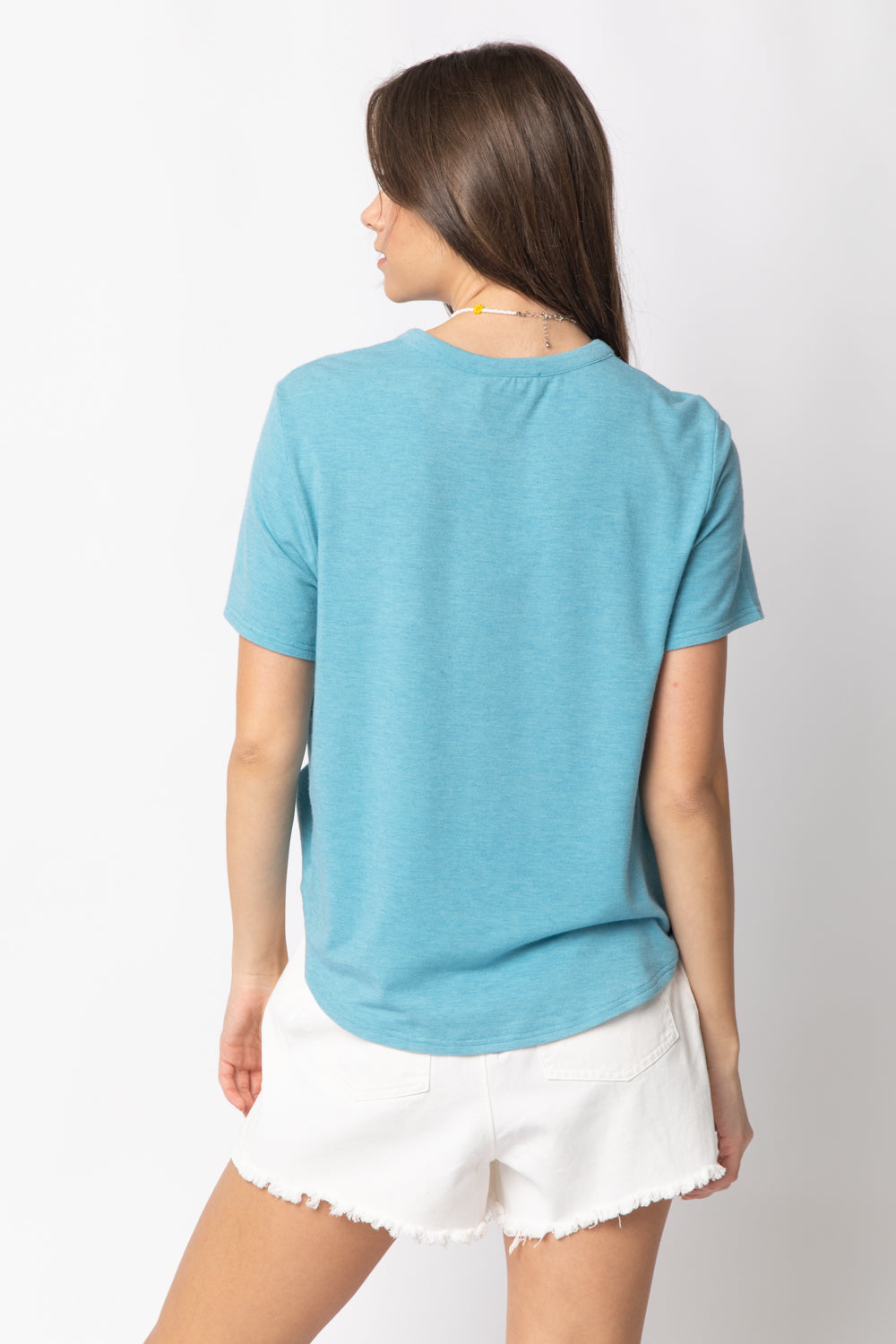 Women Short Sleeve Twisted Hem Knit Top