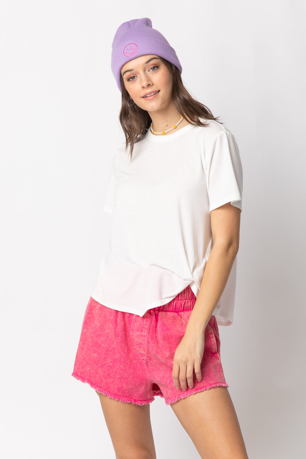 Women Short Sleeve Twisted Hem Knit Top