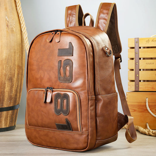 Leather Backpack Cowhide Leisure