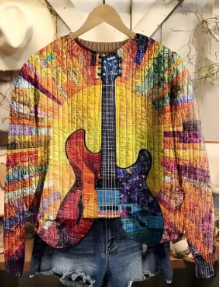 Christmas Printed Loose Round Neck Sweater