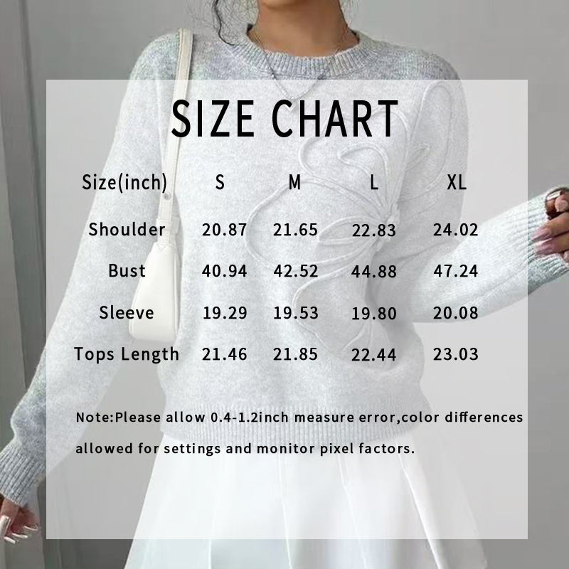 Women's Elegant Floral Sweater - 2025 Fall Winter Crew Neck Long Sleeve Casual Pullover