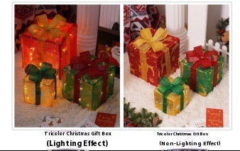 Led Christmas Gift Box Three-piece Set Lighting Chain Scene Layout Decorative Lights