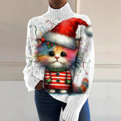 Christmas Women's Printed Wear Turtleneck Sweater