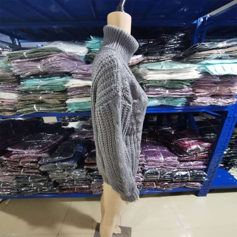 Women's Cable Knit Turtleneck Sweater, Classic Long Sleeve Winter Knitwear For Casual And Formal Wear