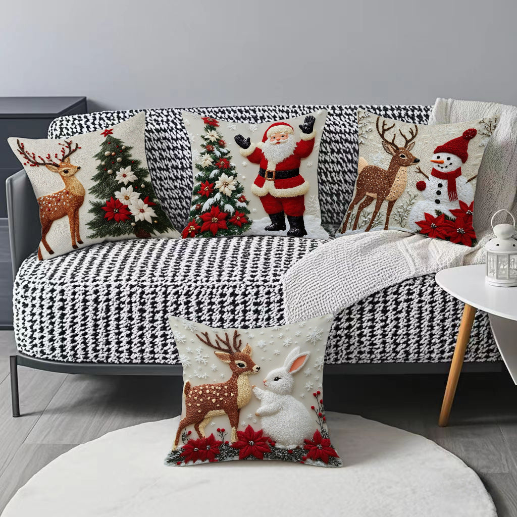 Christmas Cover Festival Elk Rabbit Decoration Sofa Atmosphere Decoration Linen Pillow