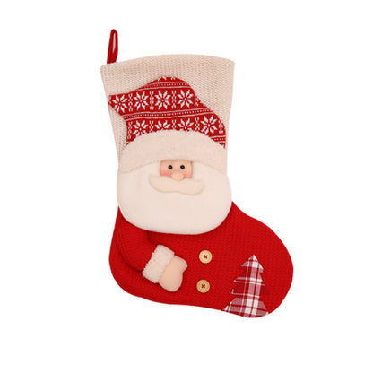 Jumbo Knitted Christmas Stocking - Red & White Santa/Snowman Design | Fireplace Décor & Gift Holder