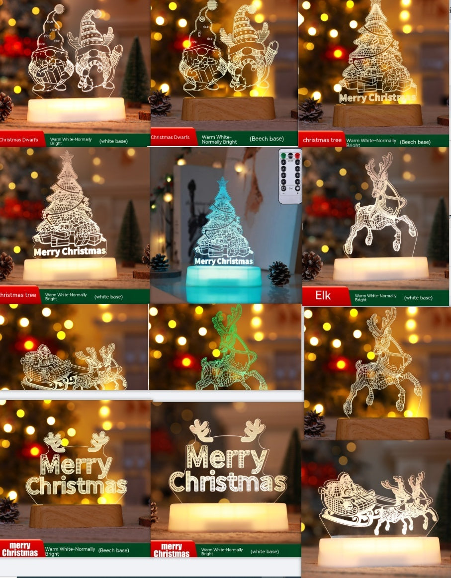 3D Illusion Christmas LED Night Light - Magical Acrylic Lamp for Kids & Home Décor | Perfect Holiday Gift