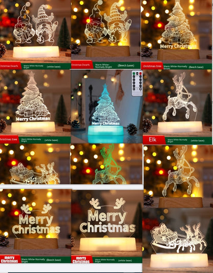 3D Illusion Christmas LED Night Light - Magical Acrylic Lamp for Kids & Home Décor | Perfect Holiday Gift
