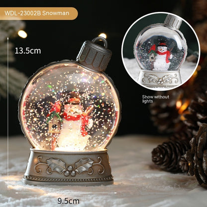 LED Luminous Christmas Figurines - Glowing Holiday Scene Decorations | Battery-Powered Flame Light Effect
