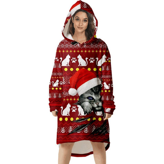 Green Fur Monster Christmas 3D Digital Printing Home Blanket Sweater