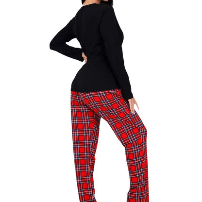 Plaid Printed Long Sleeve Pajama Set