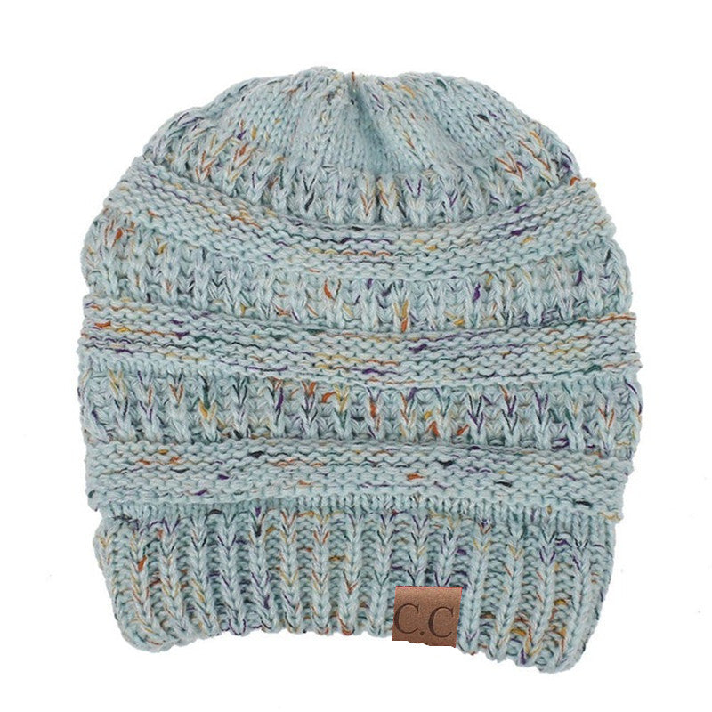 Ponytail Patch Knitted Winter Hat