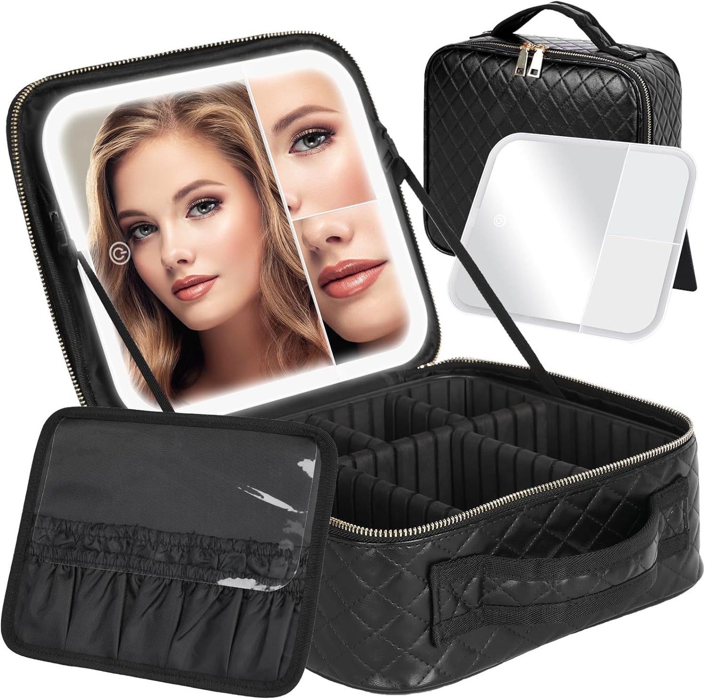 Mirror makeup bag LED with light womens makeup mirror