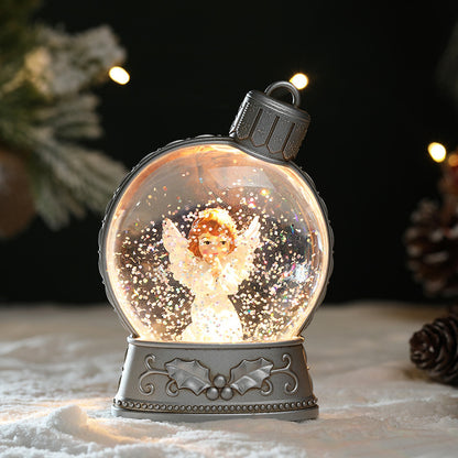 LED Luminous Christmas Figurines - Glowing Holiday Scene Decorations | Battery-Powered Flame Light Effect