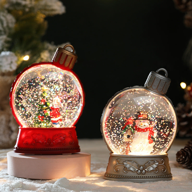 LED Luminous Christmas Figurines - Glowing Holiday Scene Decorations | Battery-Powered Flame Light Effect