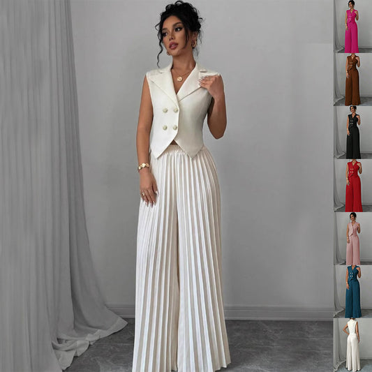 Summer Sleeveless Suit Fashion Lapel