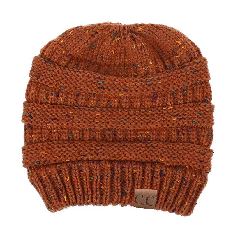 Ponytail Patch Knitted Winter Hat