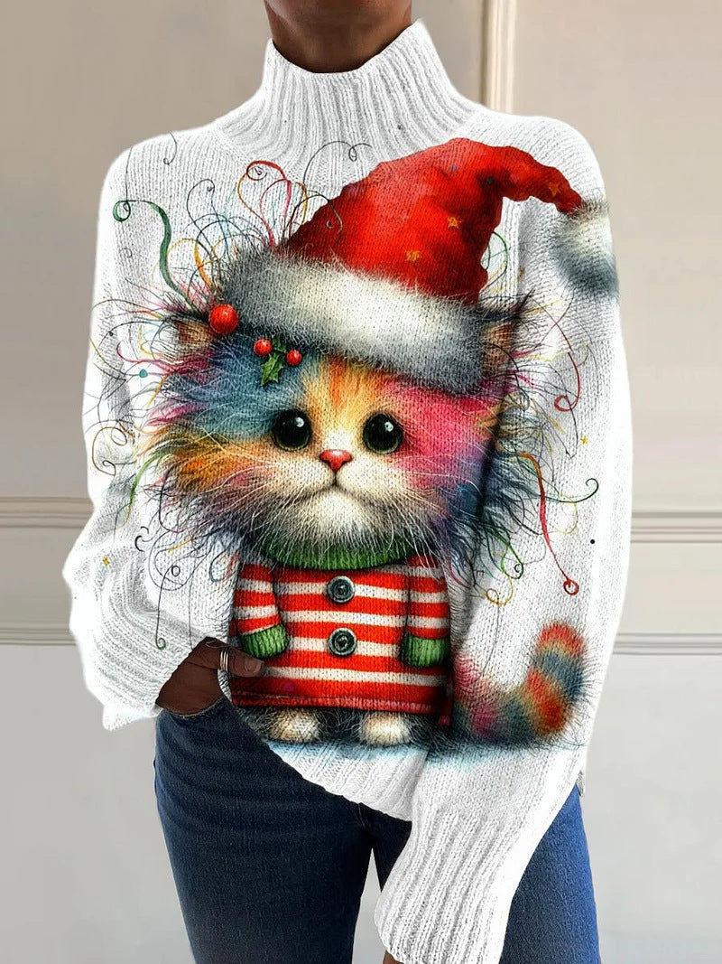 Christmas Women's Printed Wear Turtleneck Sweater