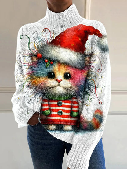 Christmas Women's Printed Wear Turtleneck Sweater