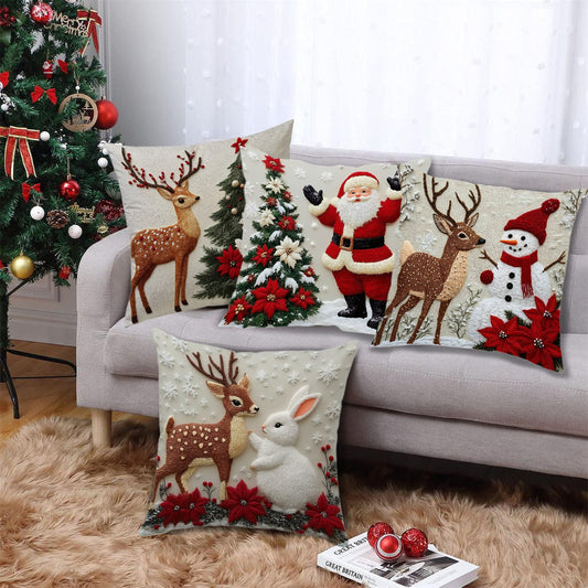 Christmas Cover Festival Elk Rabbit Decoration Sofa Atmosphere Decoration Linen Pillow