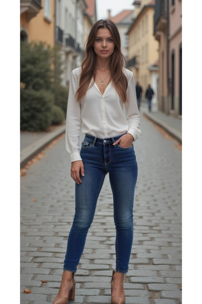 Judy Blue Full Size Run Mid-Rise Waist Skinny Jeans with Thermal Lining