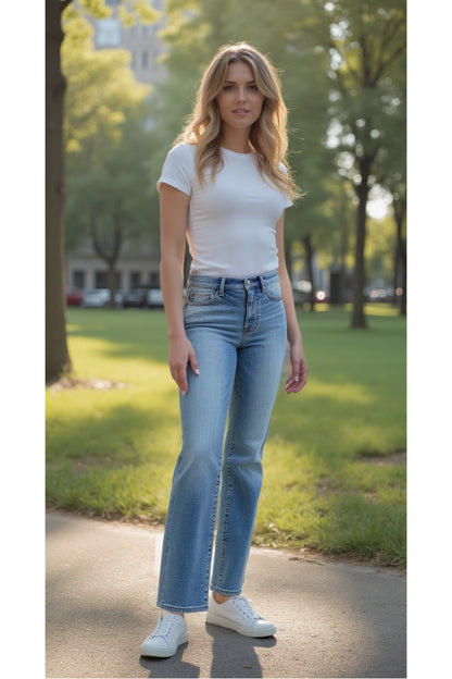 Judy Blue Full Size Run Vintage Wash Thermal Straight Jeans