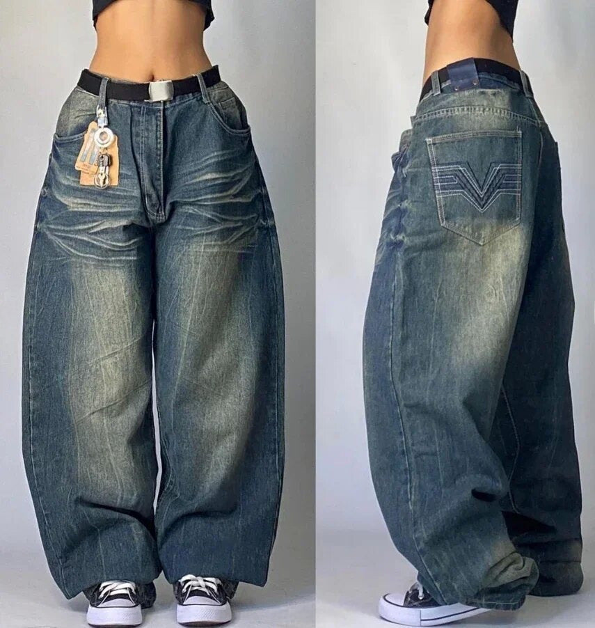 Loose Straight-Leg Jeans Retro Hip-Hop Gothic Street Clothing Casual Pants