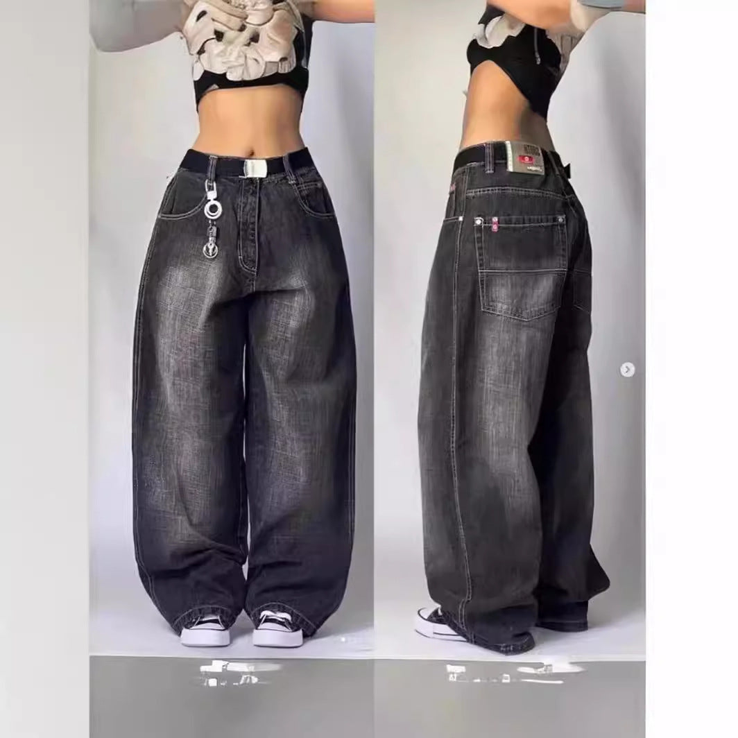 Loose Straight-Leg Jeans Retro Hip-Hop Gothic Street Clothing Casual Pants