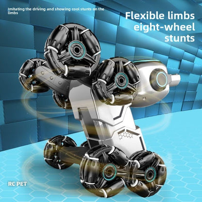Remote-controlled eight-wheel stunt robot dog