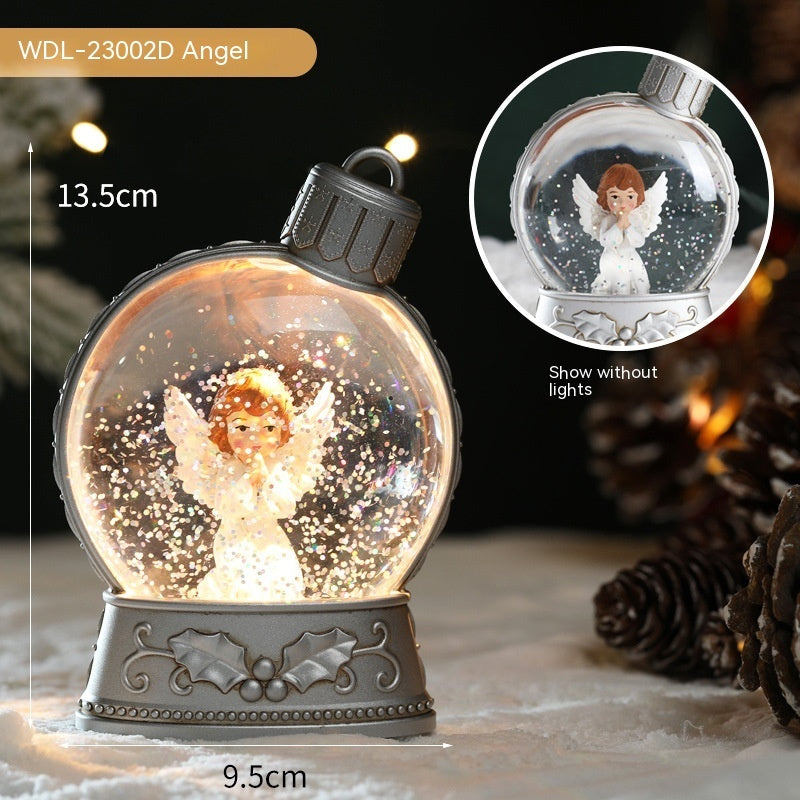 LED Luminous Christmas Figurines - Glowing Holiday Scene Decorations | Battery-Powered Flame Light Effect