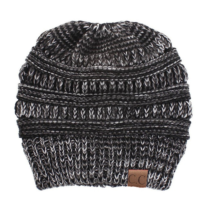Ponytail Patch Knitted Winter Hat