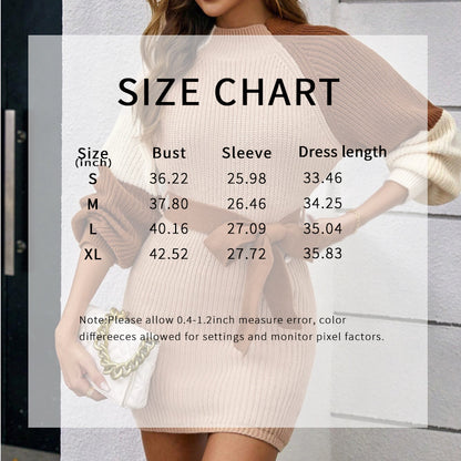 Women's Color Block Sweater Midi Dress - Fall Long Sleeve Bodycon Dress With Tie Waist