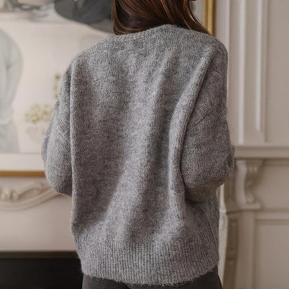 Women's Ruffle Cuff Sweater - Soft Round Neck Long Sleeve Casual Top For Chic Everyday Outfits