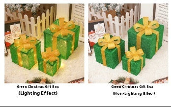 Led Christmas Gift Box Three-piece Set Lighting Chain Scene Layout Decorative Lights