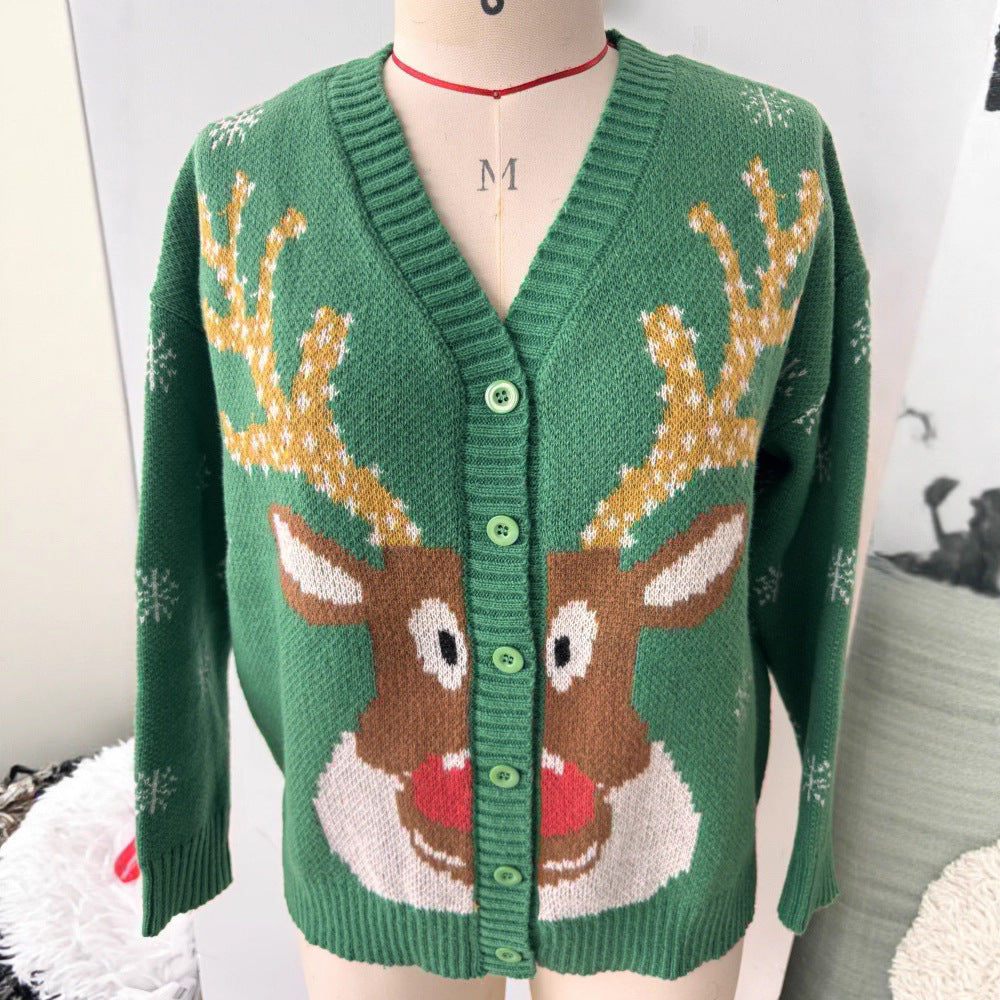 Christmas Sweater Women's Cardigan Deer Autumn And Winter