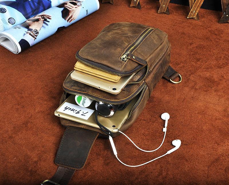 Crazy Horse Leather Cowhide Men's Vintage Bag - Hatuti