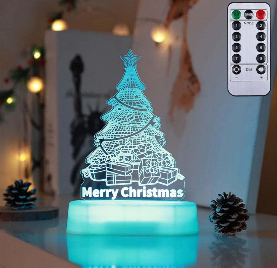 3D Illusion Christmas LED Night Light - Magical Acrylic Lamp for Kids & Home Décor | Perfect Holiday Gift