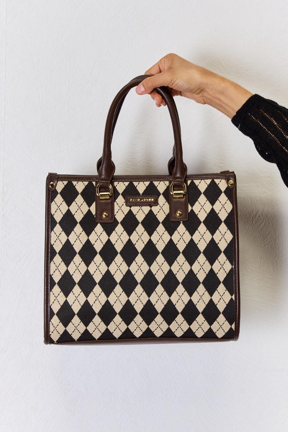 David Jones Argyle Pattern PU Leather Handbag - Hatuti