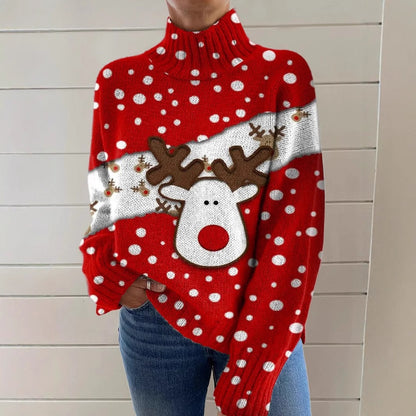 Christmas Women's Printed Wear Turtleneck Sweater