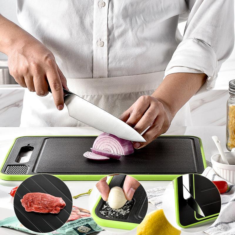 Double-side Cutting Board With Defrosting Function Chopping Board Kitchen Grinding Cutting Board With Knife Sharpener - Hatuti