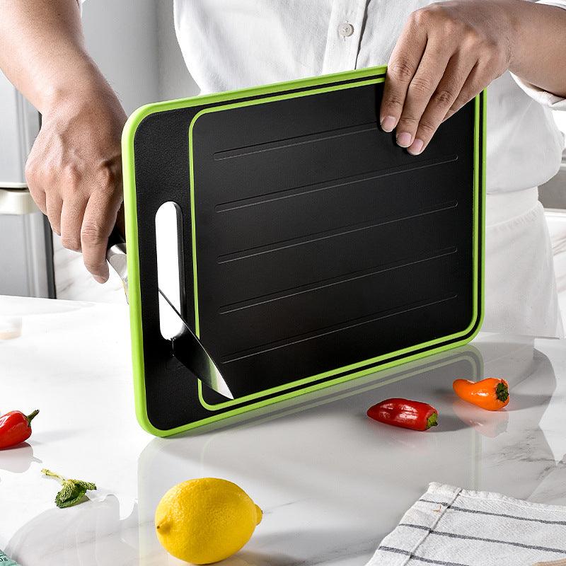 Double-side Cutting Board With Defrosting Function Chopping Board Kitchen Grinding Cutting Board With Knife Sharpener - Hatuti