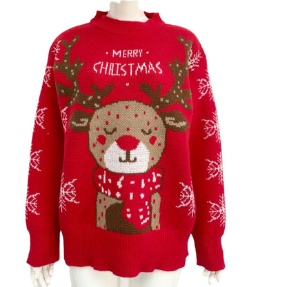 Christmas Snowflake Jersey Women's Elk Jacquard Sweater Top