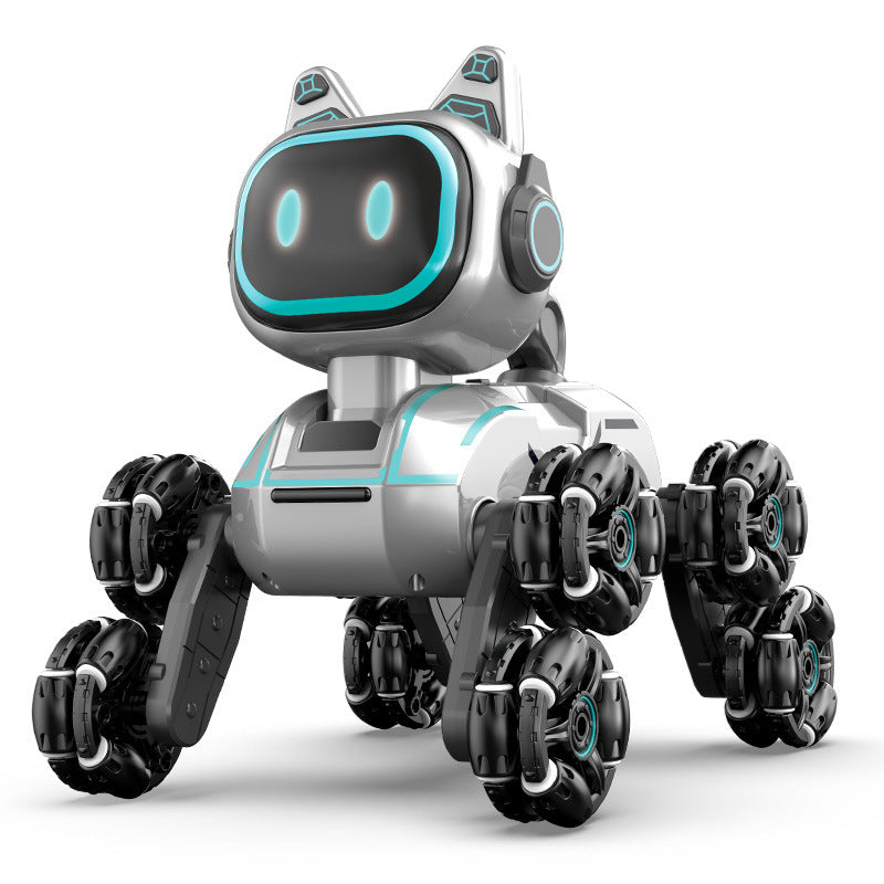 Remote-controlled eight-wheel stunt robot dog