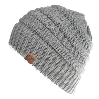 Ponytail Patch Knitted Winter Hat