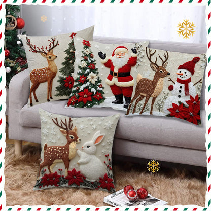 Christmas Cover Festival Elk Rabbit Decoration Sofa Atmosphere Decoration Linen Pillow