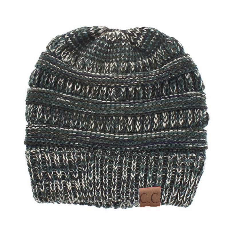 Ponytail Patch Knitted Winter Hat