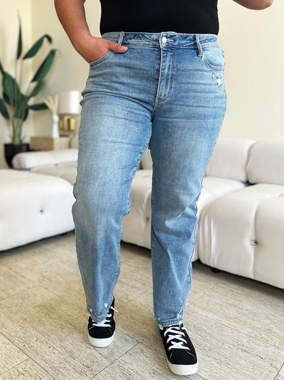 Judy Blue Full Size High Waist Distressed Straight Jeans - Hatuti