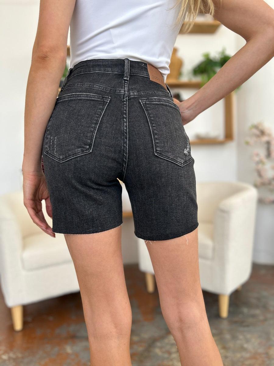 Judy Blue Full Size High Waist Rigid Magic Denim Shorts - Hatuti